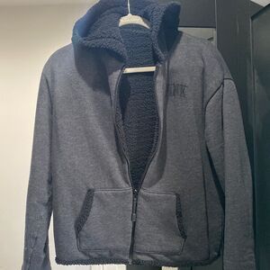 Reversible Victoria’s Secret Pink Sherpa Zip Up Jacket